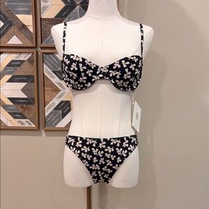 Tory Burch Printed Underwire Bikini Top + Bottom Set size Small NWT